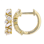 14k Yellow Gold Multi Shaped Diamond Huggie Earrings