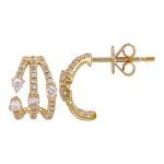 14k Yellow Gold Diamond Cage Lobe Stud Earrings