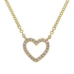 14k Yellow Gold Open Heart Diamond Necklace