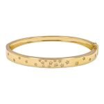 14k Yellow Gold Star Diamond Bangle