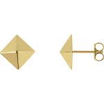 14K Yellow Pyramid Stud Earrings