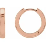 14K Rose Hinged Huggie Hoop Earrings