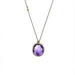22K Gold 5CT Amethyst Brown Silk Necklace