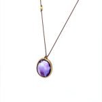 22K Gold 5CT Amethyst Brown Silk Necklace