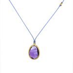 22K Gold Framed Amethyst Slice Necklace