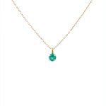 14K Yellow Gold Cable Chain Emerald Necklace