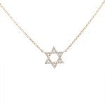 14K Yellow Gold Diamond Pave Star-of-David Necklace