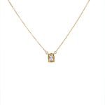18K Yellow Gold White Sapphire Picture Frame Necklace