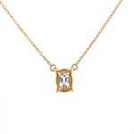 18K Yellow Gold White Sapphire Picture Frame Necklace
