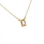 18K Yellow Gold White Sapphire Picture Frame Necklace