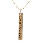 14K Yellow Gold Love Yourself Pendant with Diamond Pave