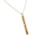 14K Yellow Gold Love Yourself Pendant with Diamond Pave