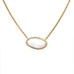 22K Gold Framed Free Form Opal Necklace