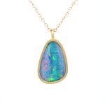 22K Gold Wrapped Free Form Australian Opal Necklace