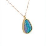22K Gold Wrapped Free Form Australian Opal Necklace