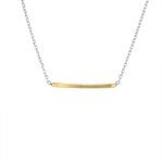 22K Gold Hammered Thin Bar Pendant on Silver Chain 24mm