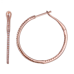 14k Rose Gold Diamond Hoop Earrings