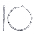 14k White Gold Diamond Hoop Earrings