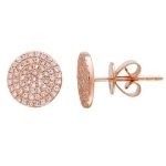 14k Rose Gold Circle Diamond Stud Earrings