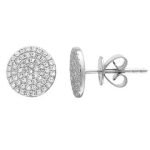 14k White Gold Circle Diamond Stud Earrings