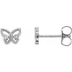 14K White Butterfly Earrings