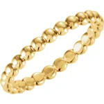 14K Yellow Beaded Stackable Ring