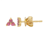 14k Yellow Gold Trio Pink Sapphire Stud Earrings