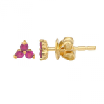 14k Yellow Gold Trio Ruby Stud Earrings
