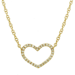 14k Yellow Gold Open Heart Diamond Necklace