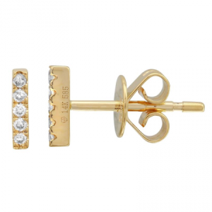 14k Yellow Gold Flower Diamond Stud Earrings