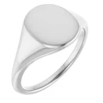 14K White Gold Oval Signet Ring