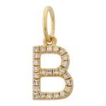 14k Yellow Gold Initial Diamond Necklace Charm