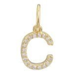 14k Yellow Gold Initial Diamond Necklace Charm