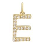14k Yellow Gold Initial Diamond Necklace Charm
