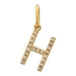 14k Yellow Gold Initial Diamond Necklace Charm