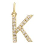 14k Yellow Gold Initial Diamond Necklace Charm
