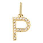 14k Yellow Gold Initial Diamond Necklace Charm