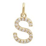 14k Yellow Gold Initial Diamond Necklace Charm