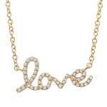 14k Yellow Gold Diamond Love Necklace