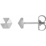 14K White Gold Hexagon Earrings