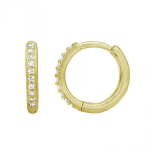 14k Yellow Gold Diamond Round Huggie Earrings