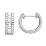 14k White Gold Diamond Huggie Earrings