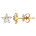14k Yellow Gold Diamond Star Stud Earrings