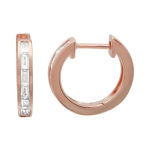 14k Rose Gold Diamond Huggie Earrings