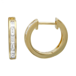14k Yellow Gold Diamond Huggie Earrings