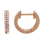 14k Rose Gold Double Row Diamond Huggie Earrings