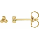 14K Yellow Gold 3 Bead Earring