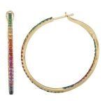 14k Yellow Gold Multi Sapphire Hoop Earrings