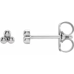 14K White Gold 3 Bead Earring