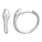 14k White Gold Snake Diamond Huggie Earrings